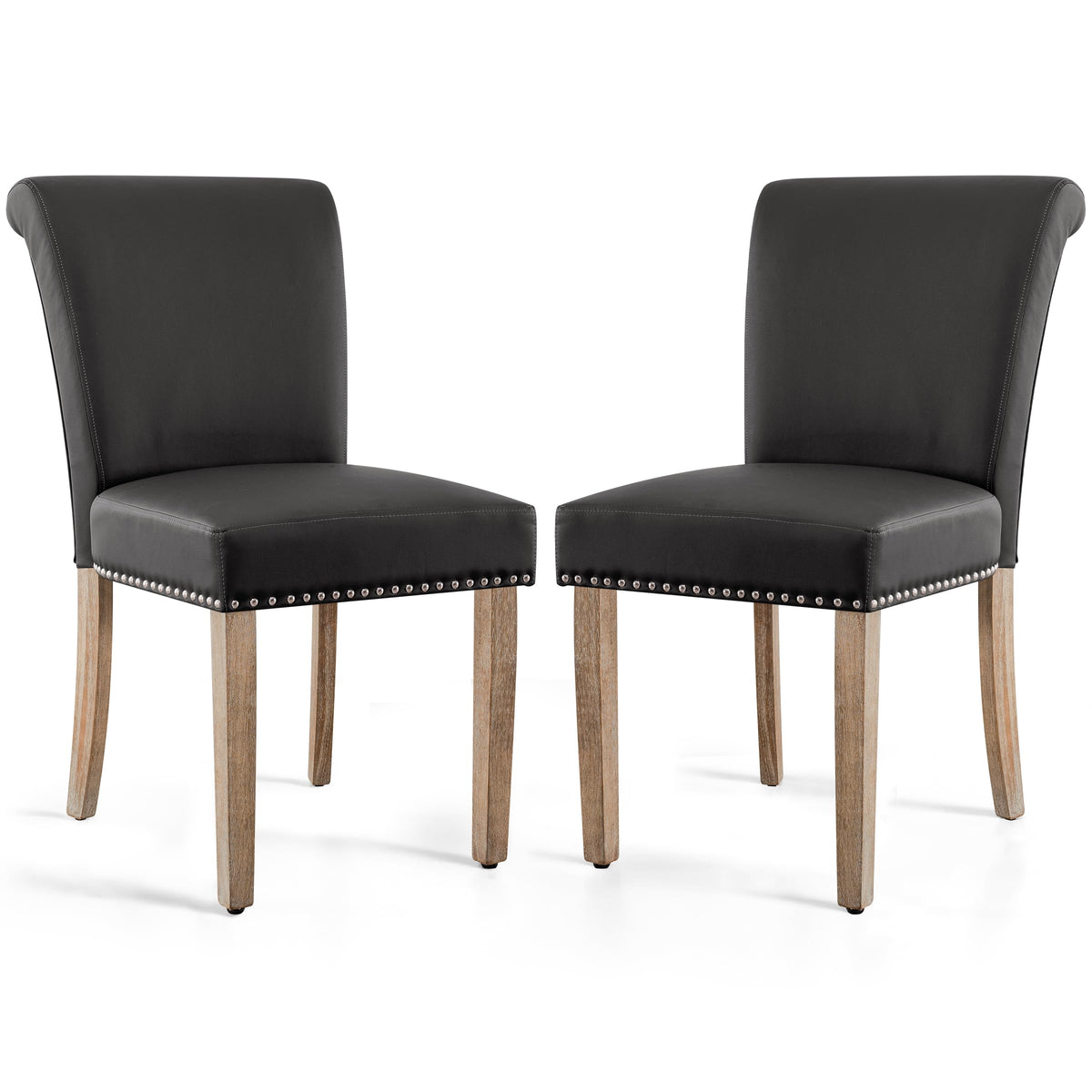 Symax Dining Chairs Set Of 2, Leather Parson Dining Room Chairs, Modern High-End Kitchen Side Chairs With Nailhead Trim And Wood