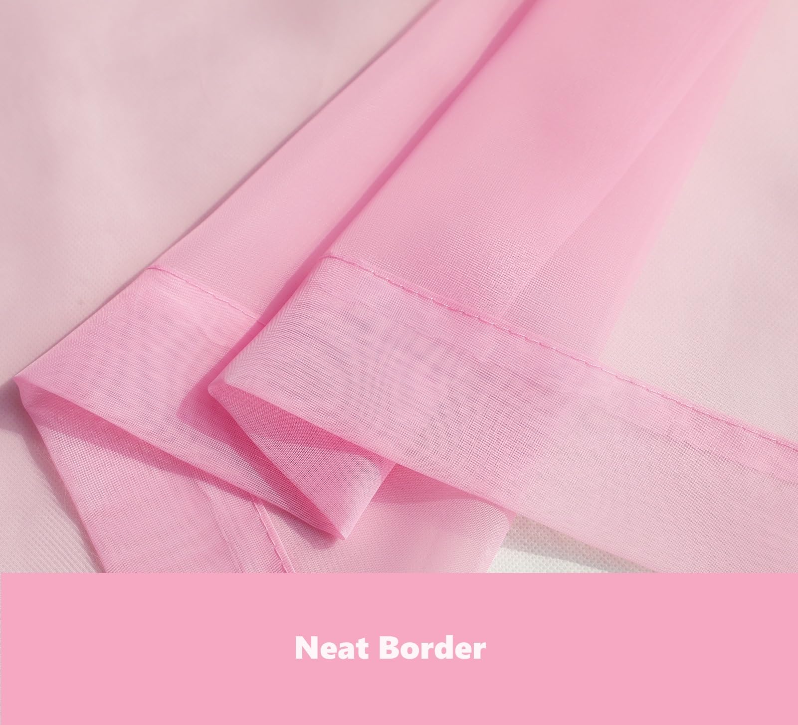 Pi Sheer Curtains,Small Window Treatment Light Voile With Rod Pocket For Café/Kitchen/Bedroom/Living Room 2 Panels (W42Xl36,Bright Pink)