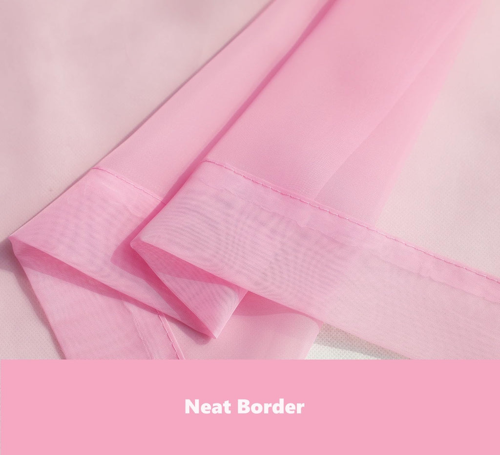 Pi Sheer Curtains,Window Treatment Light Filter Airy Voile With Rod Pocket For Living Room/Bedroom/Kids Room 2 Panels (W42Xl72,Bright Pink)