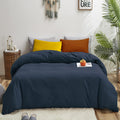 Luxlovery Navy Blue Comforter Set King Dark Blue Bedding Comforter Set Cotton Soft Breathable Quilts Breathable Cozy Comforter W