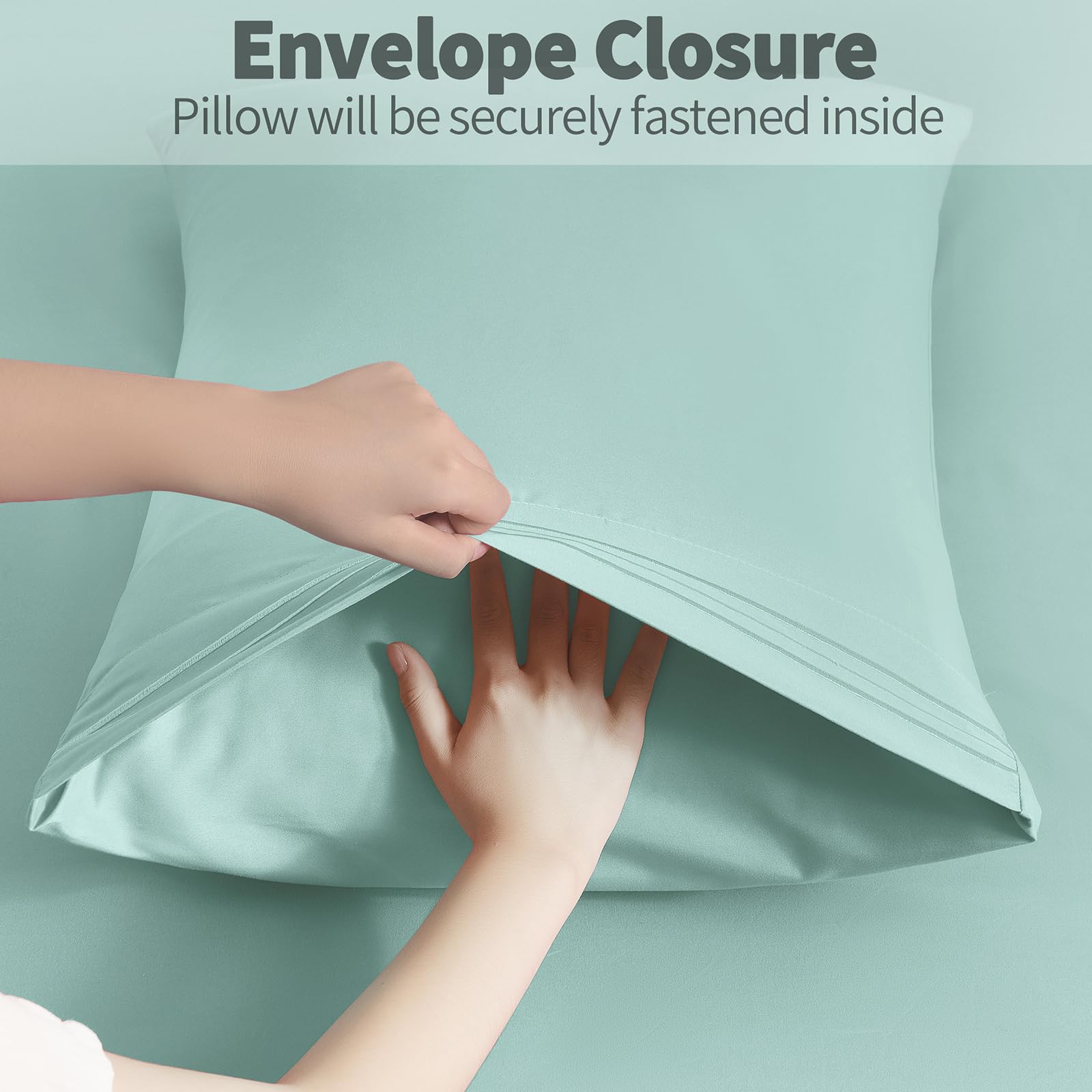 Horbaunal Microfiber Pillowcases 1800 Thread Count Standard Size 20x26 Mint Green, Soft & Shrinkage Resistant, Model QJ230816-017