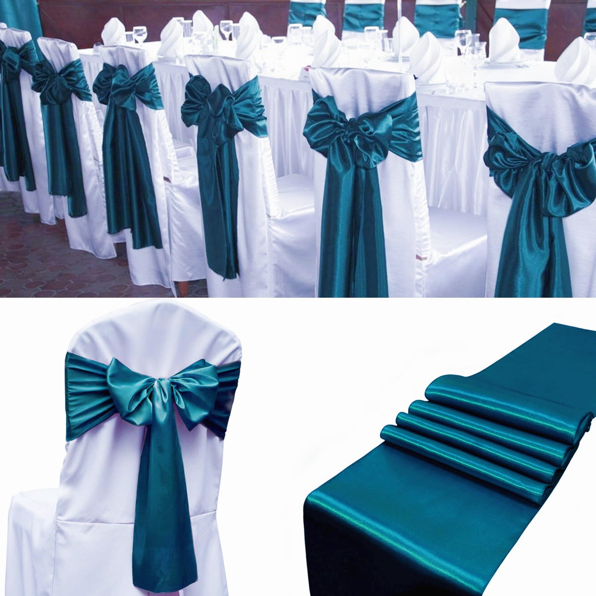 50 Pcs Satin Chair Sashes Decorative Bow Chair Sashes Ties Chair Ribbon Bows Chair Cover Band For Wedding Party Ceremony Recepti