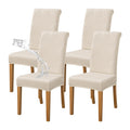 FORCHEER Waterproof Chair Covers for Dining Room Set of 4 Beige Jacquard Kitchen Chair Slipcovers for Parson Chairs Elastic Wash