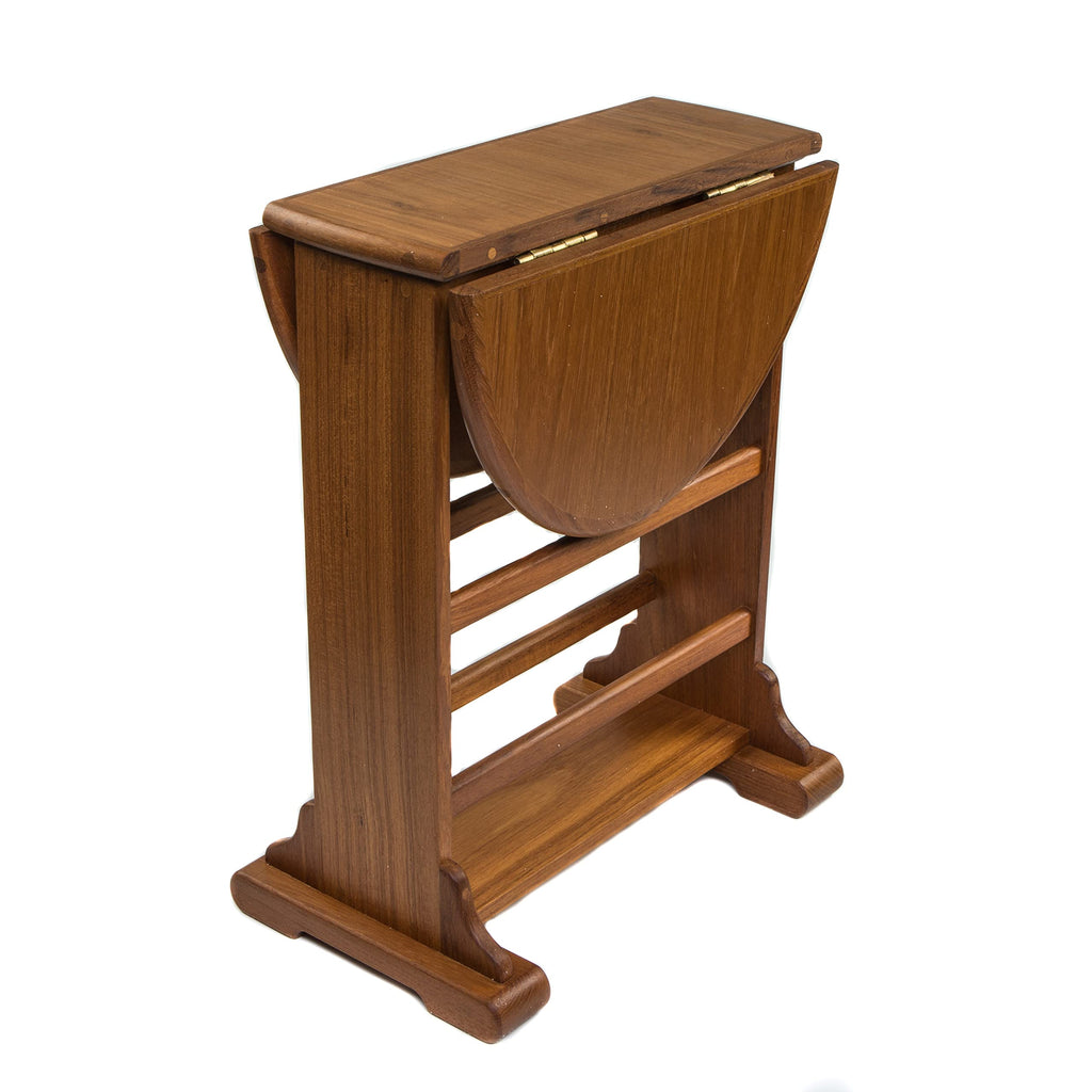 HomeRoots 21' Brown Solid Wood Oval Drop Leaf End Table