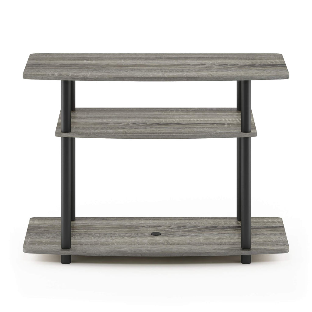 Furinno Turn-N-Tube No Tools 3-Tier Entertainment Center TV Stand for TV up to 32 Inch, Plastic Round Tubes, French Oak Grey/Black