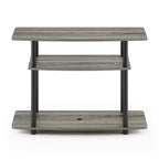 Furinno Turn-N-Tube No Tools 3-Tier Entertainment Center TV Stand for TV up to 32 Inch, Plastic Round Tubes, French Oak Grey/Black
