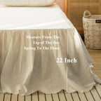 Biselina French Linen Bed Skirt With Pleated Frills 22-Inch Tailored Drop Natural Flax Cotton Blend Dust Ruffle Soft Cozy Farmho