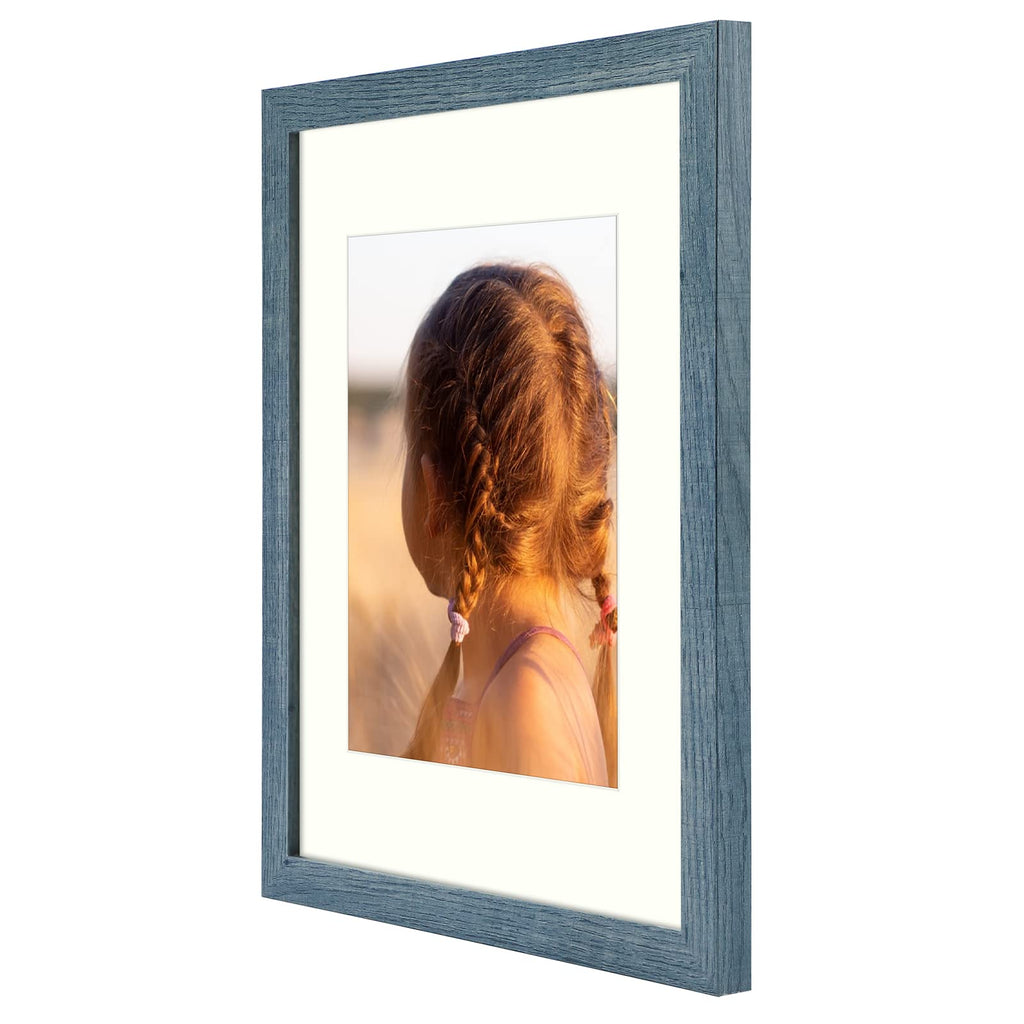 Golden State Art, 11X14 Picture Frame With Mat For 8X10 - High Definition Glass Wall Mounting Horizontal Vertical Display (Blue,