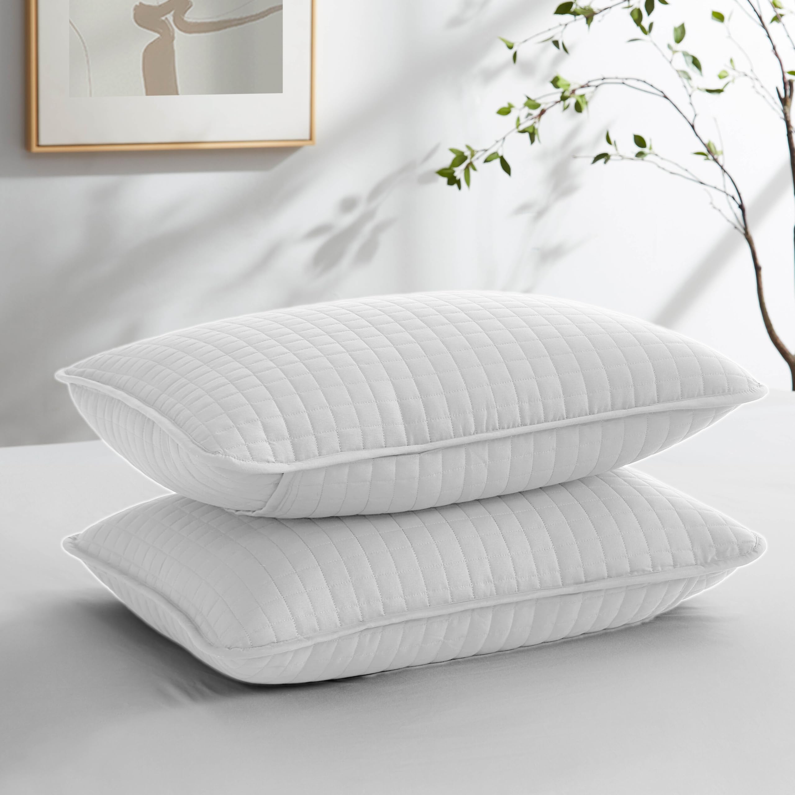 Southshore Fine Living, Inc. - Vilano Springs - Pair Of Quilted Pillow Sham Covers (No Inserts), 18' X 18', Bright White