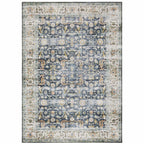 HomeRoots 510385 7 x 10 ft. Blue Gold Rust Ivory & Olive Oriental Printed Stain Resistant Non Skid Rectangle Area Rug