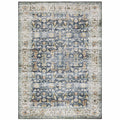 HomeRoots 510385 7 x 10 ft. Blue Gold Rust Ivory & Olive Oriental Printed Stain Resistant Non Skid Rectangle Area Rug