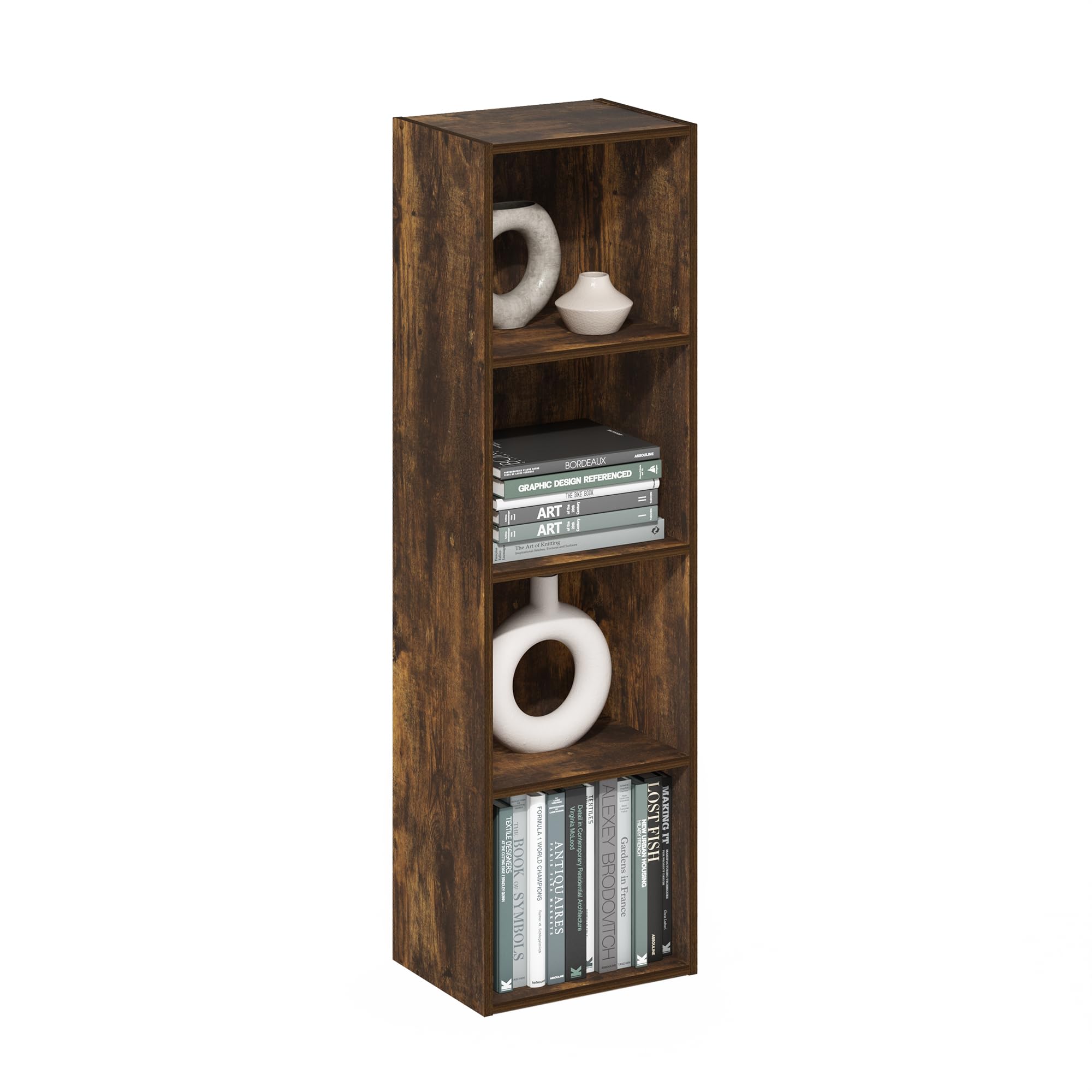 Furinno Pasir 4-Tier Open Shelf Bookcase, Amber Pine