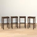Grain & Grove Smith Collection Set of 4 Solid Wood Bar Stools, 30 inch Saddle-Seat Bar Chairs, Backless, Heavy-Duty Construction