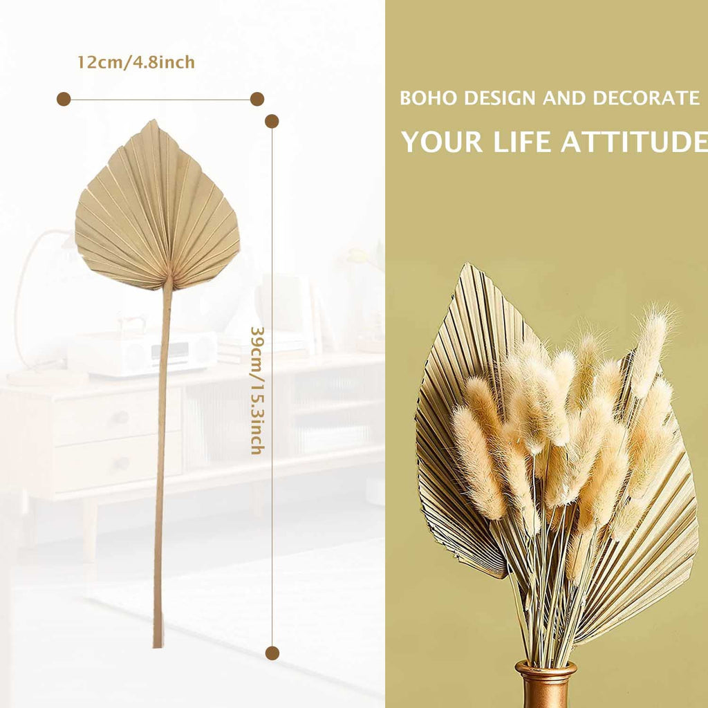 Boho Dried Palm Leaves, Small Dried Palms Plant Spears Fans, Palm Leaf With Stem For Home Office Wall Decor | Tropical Wedding F