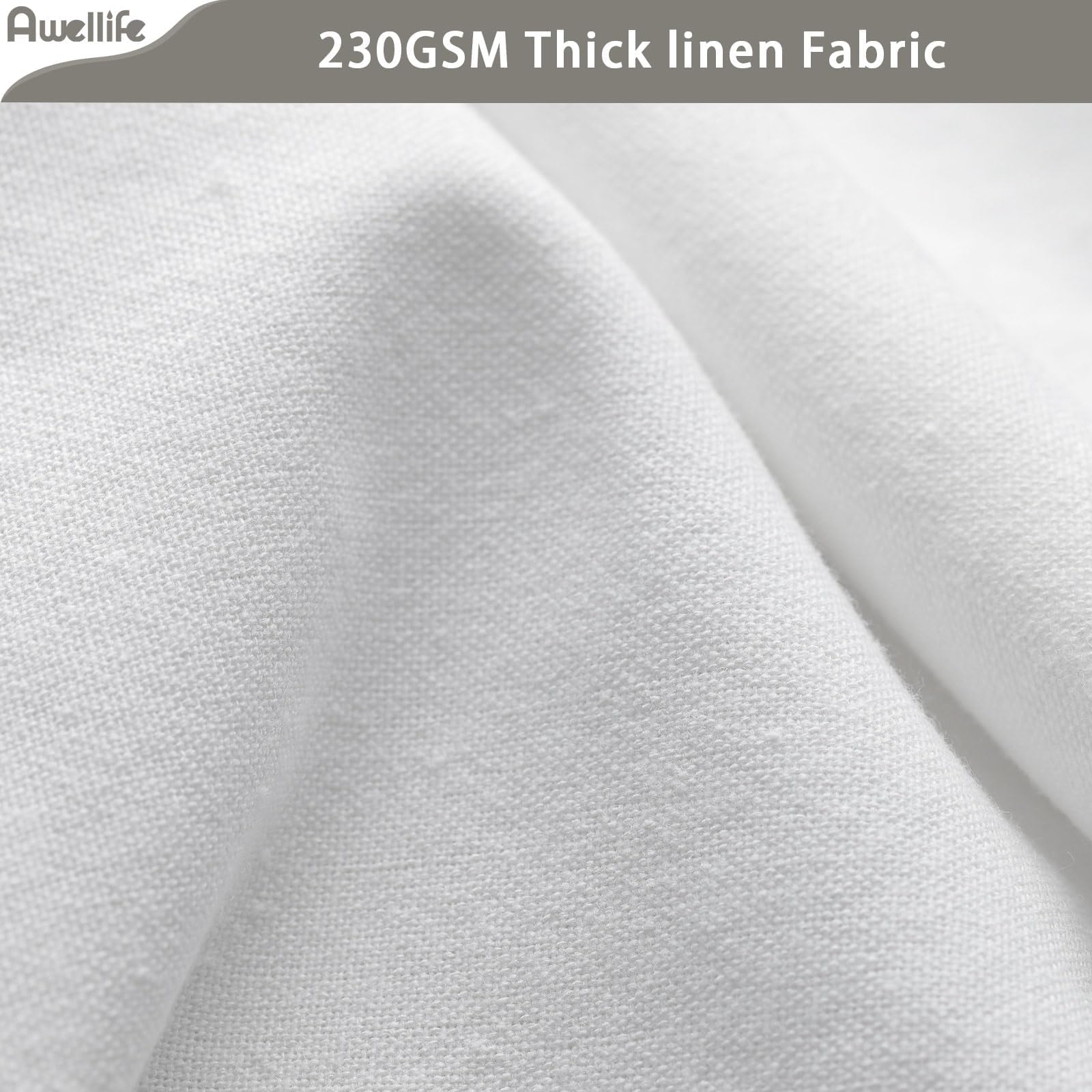 Awellife Farmhouse Shower Curtain For Bathroom Linen And Cotton Woven Fabric Country Rustic Style Shower Curtain Set (White & Grey, 72' L X 72' W)