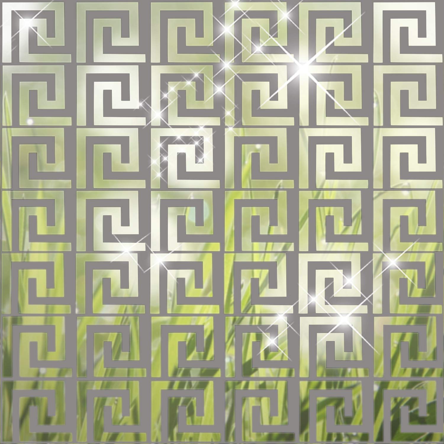 Shappy 24 Pcs Acrylic Mirror Wall Stickers Geometric Greek Mirror Stickers Removable Wall Decals Peel and Stick Art Adhesive for