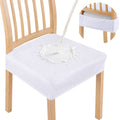 Smiry Waterproof Seat Covers For Dining Room Chairs Set Of 6, Stretch Jacquard Removable Washable Chair Seat Slipcovers Protector, No Rear Covers, White
