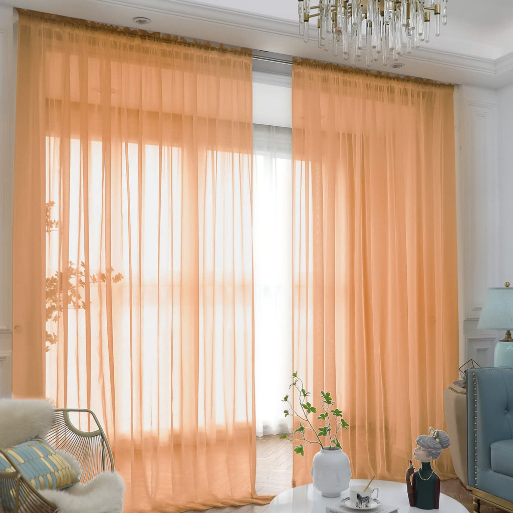 Window Brown Sheer Curtains 63 Inches Long 2 Panels Sheer Curtain Basic Rod Pocket Panel For Bedroom Children Living Room Yard K