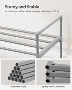Songmics Shoe Rack, 2 Tier Shoe Organizer, Metal Shoe Storage Shelf For 10 Pairs Of Shoes, Easy To Assemble, Entryway, Grey Ulsa012G01
