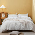 Fossa Duvet Cover Set 100% Washed Cotton Linen Feel Super Soft Breathable Cozy Simple Style 3 Pieces Bedding Sets Solid Off Whit
