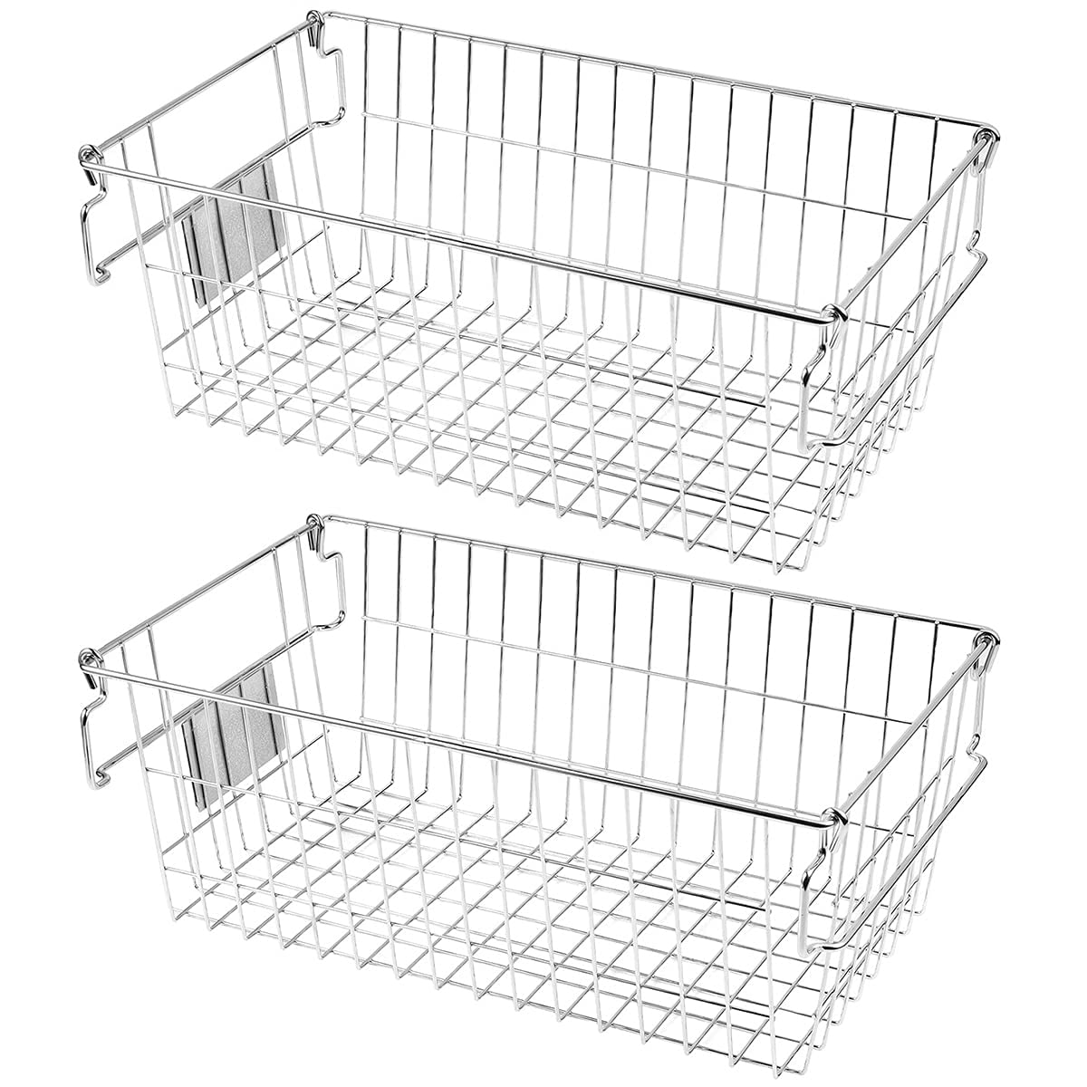 Orgneas 15x9x5.7 Large Stackable Wire Baskets for Pantry Organization and Storage, Chest Freezer Organizer Bins Metal Baskets wi
