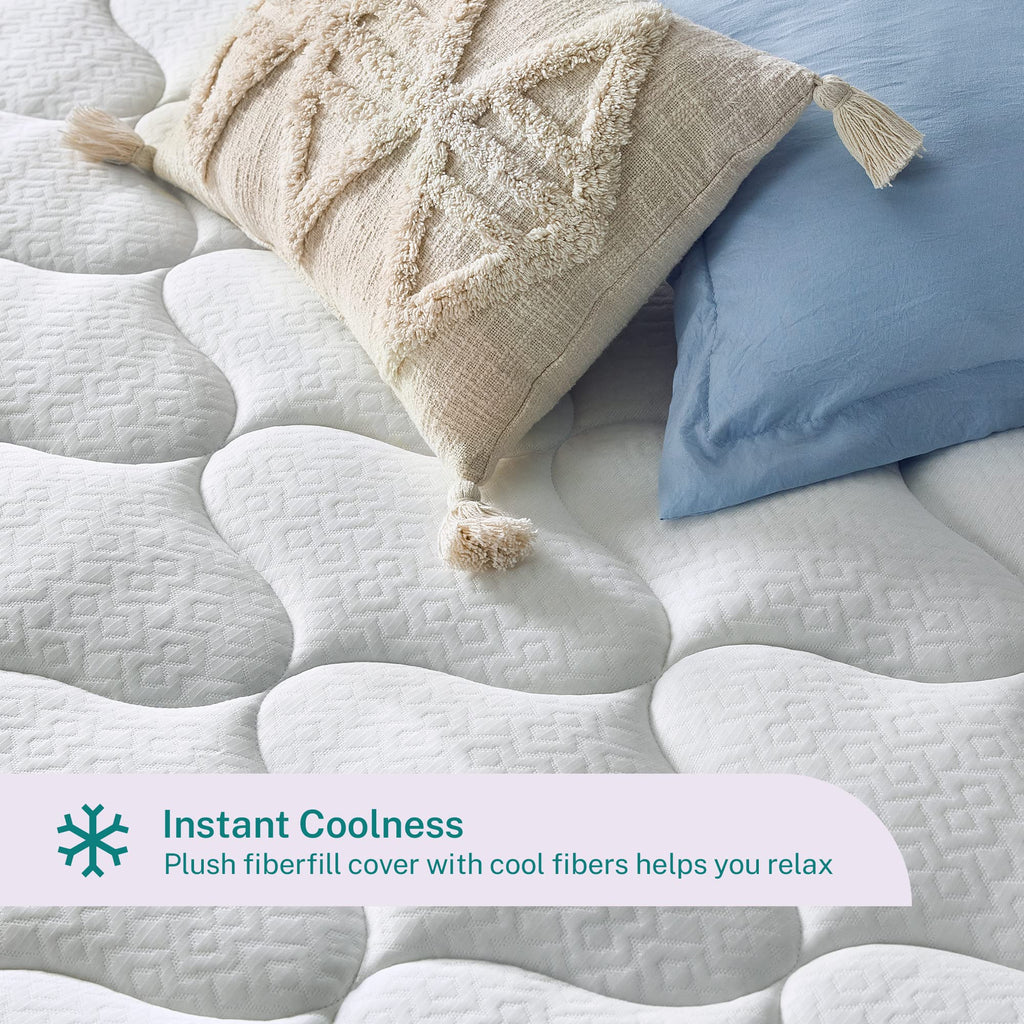 Sleep Innovations Cooling Comfort Gel Memory Foam Dual Layer Mattress Topper, 4 Inch, Full Size, Pillow Top Cover