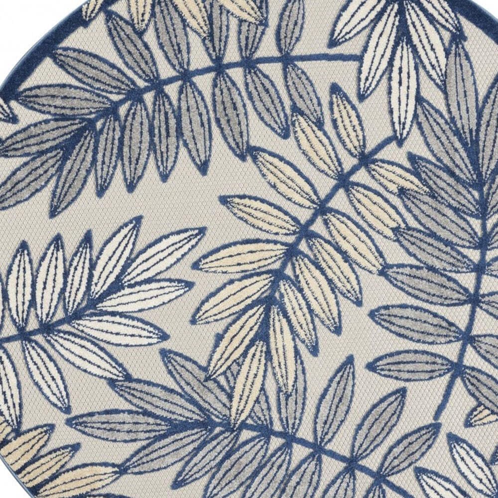 HomeRoots 4' X 6' Ivory and Blue Floral Indoor Outdoor Area Rug