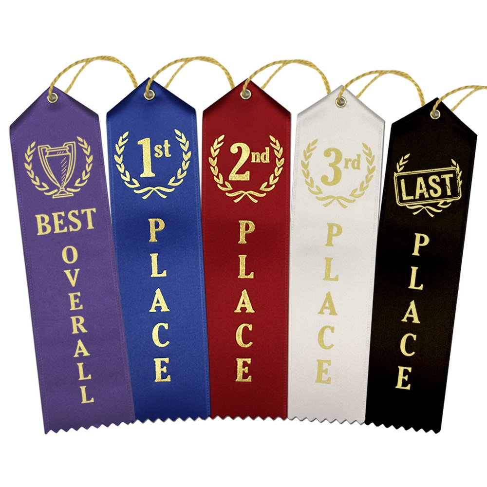 Ribbonsnow Ideal Award Ribbon Set - 14 Total Ribbons - 1 Best Overall, 4 Each 1St-3Rd Place, & 1 Last Place