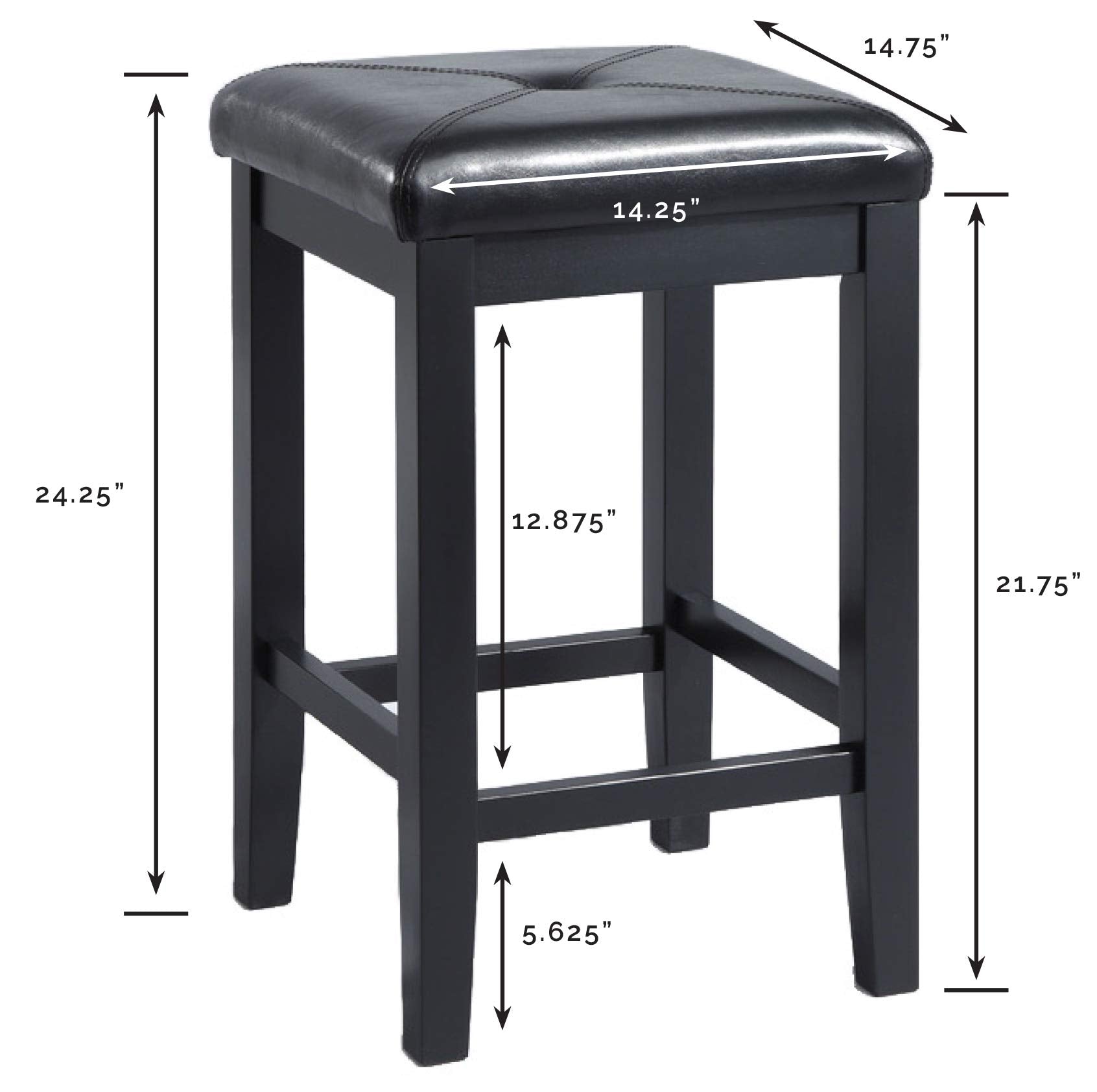 Upholstered Square Seat Counter Height Bar Stools - Thumbnail 3