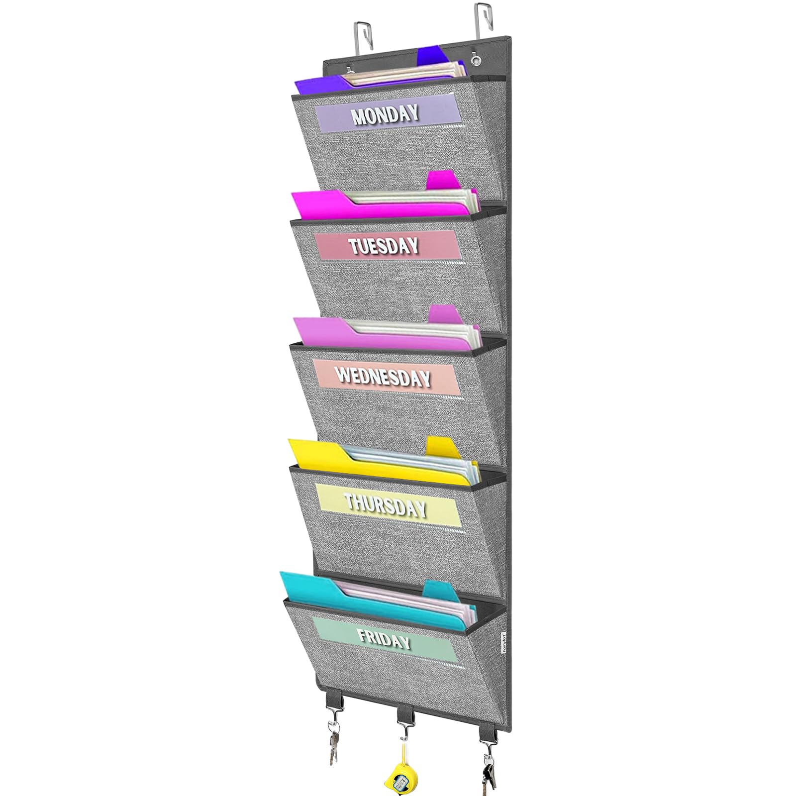 Homyfort Over The Door Hanging File Organizer, Weekly Hanging File Folders, Wall Organizers And Storage For Mail, Magazine, Note