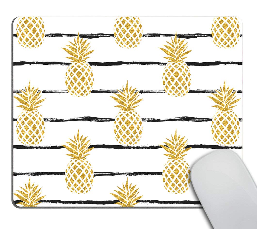 Smooffly Mousepad Pineapple Mouse Pad Stripped Mousepads Fruits Square Mouse Pad Mouse Mat Desk Accessories Table Decor Office S