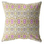 HomeRoots 18â€ Yellow Lavender Geofloral Suede Throw Pillow