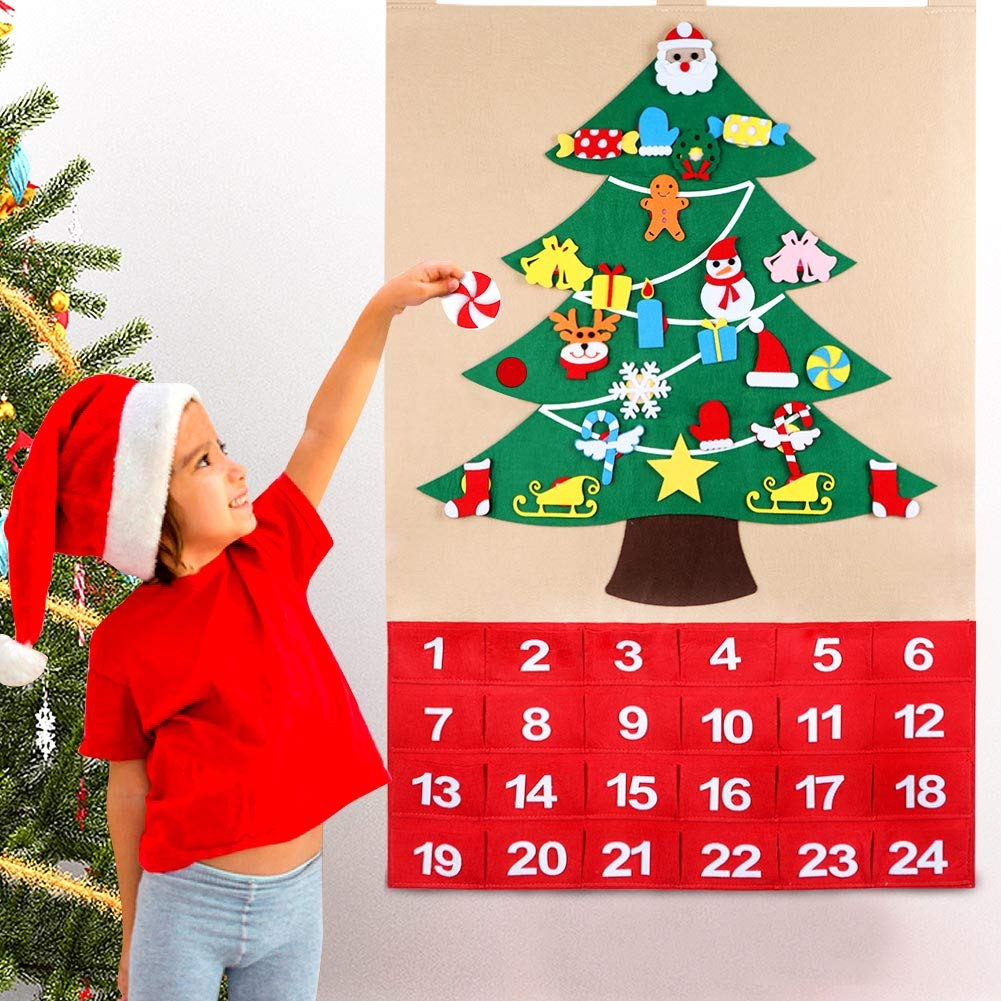 OurWarm Christmas Advent Calendar 2023, 24 Days Countdown Calendar with 24pcs Detachable Ornaments for Home Classroom Handmade D