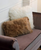 HomeRoots Acrylic Plush Tan Faux Fur 2-Pack Pillow, Home Decor Pillow, Luxury Pillow For Living Room, Bedroom, Sofa, Indoor Home Decor Pillow, Rectangular Decorative Throw Pillow