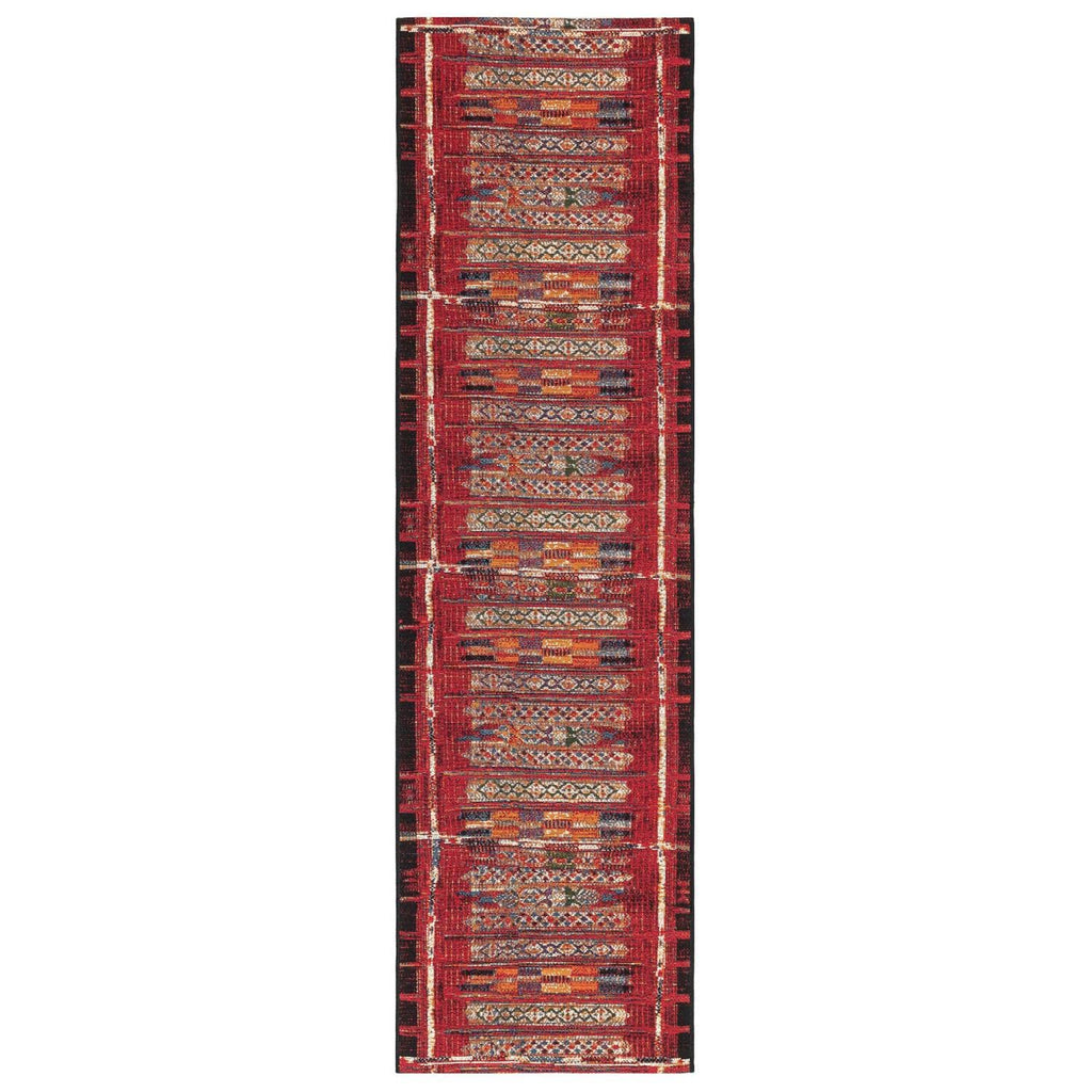 Liora Manne Marina Low Profile Durable Indoor/Outdoor Woven Rug- Tribal Stripe Red 1'11' X 7'6'