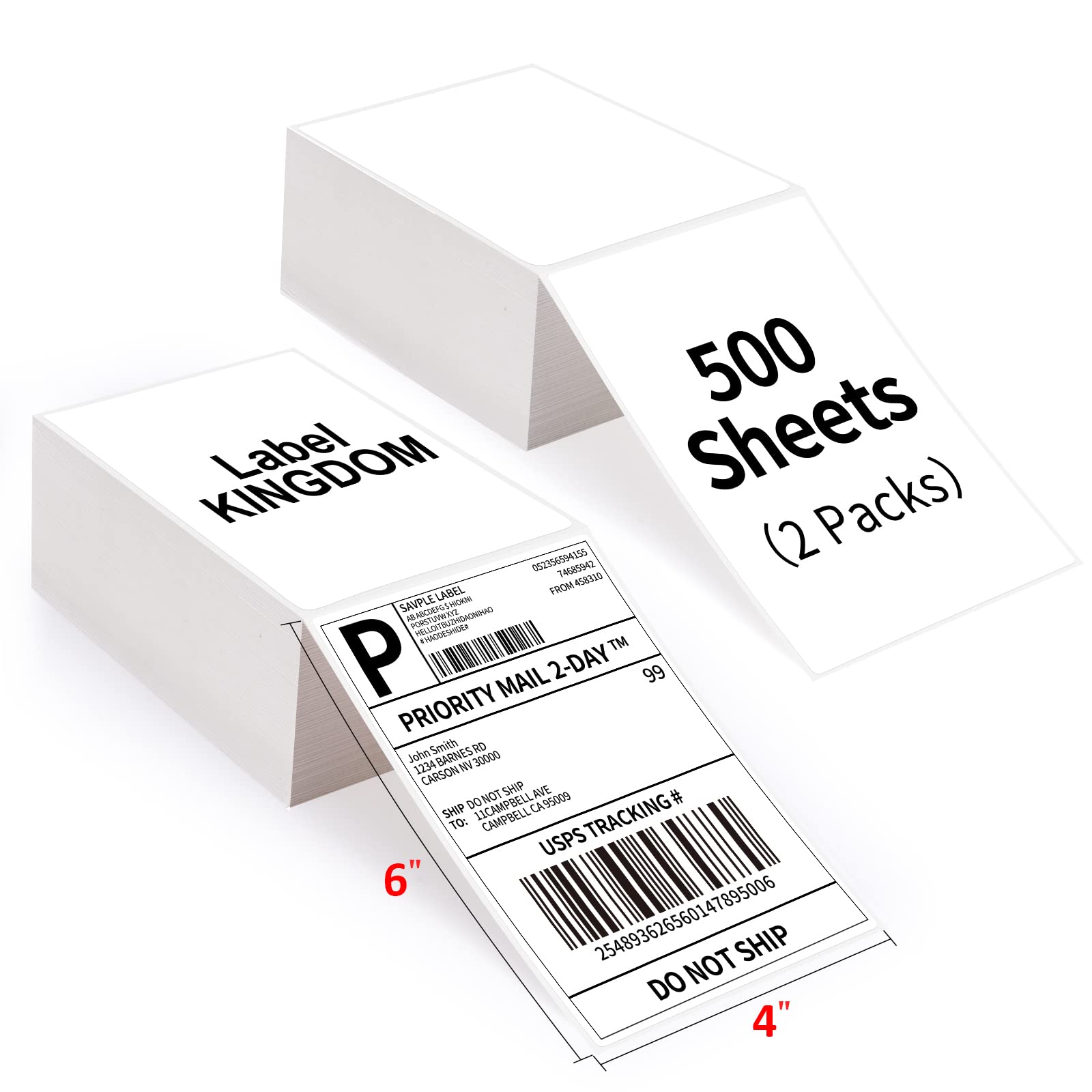 1000 Labels Compatible Munbyn 4'X6' Direct Thermal Label, (500 Labels/Stack) Fanfold Shipping Label Paper For Direct Thermal P