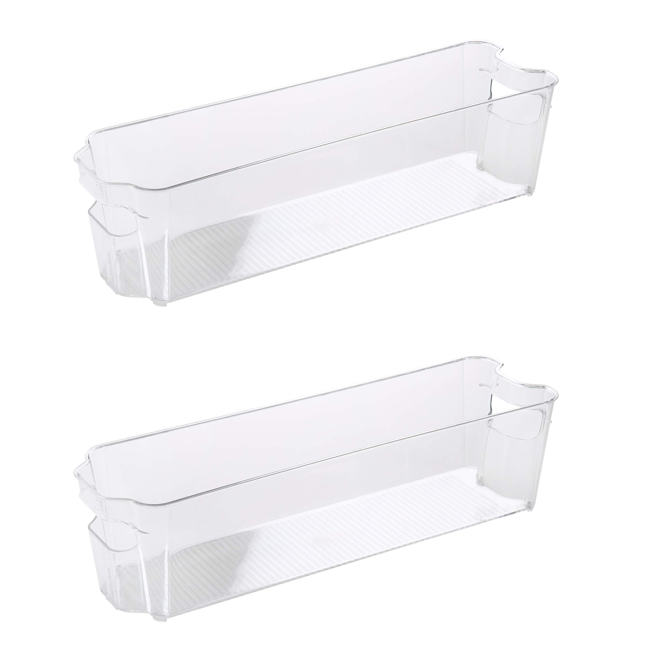 Kitchen Details 2 Pack Slim Refrigerator Shelf, Stackable Kitchen Storage, for Countertops, Cabinets, Pantry, Freezer, Handles i