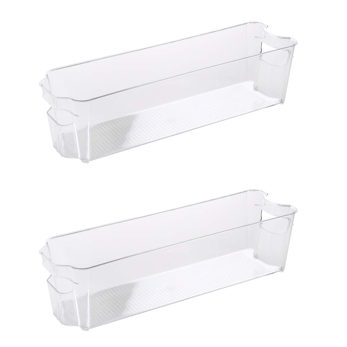 Kitchen Details 2 Pack Slim Refrigerator Shelf, Stackable Kitchen Storage, for Countertops, Cabinets, Pantry, Freezer, Handles i