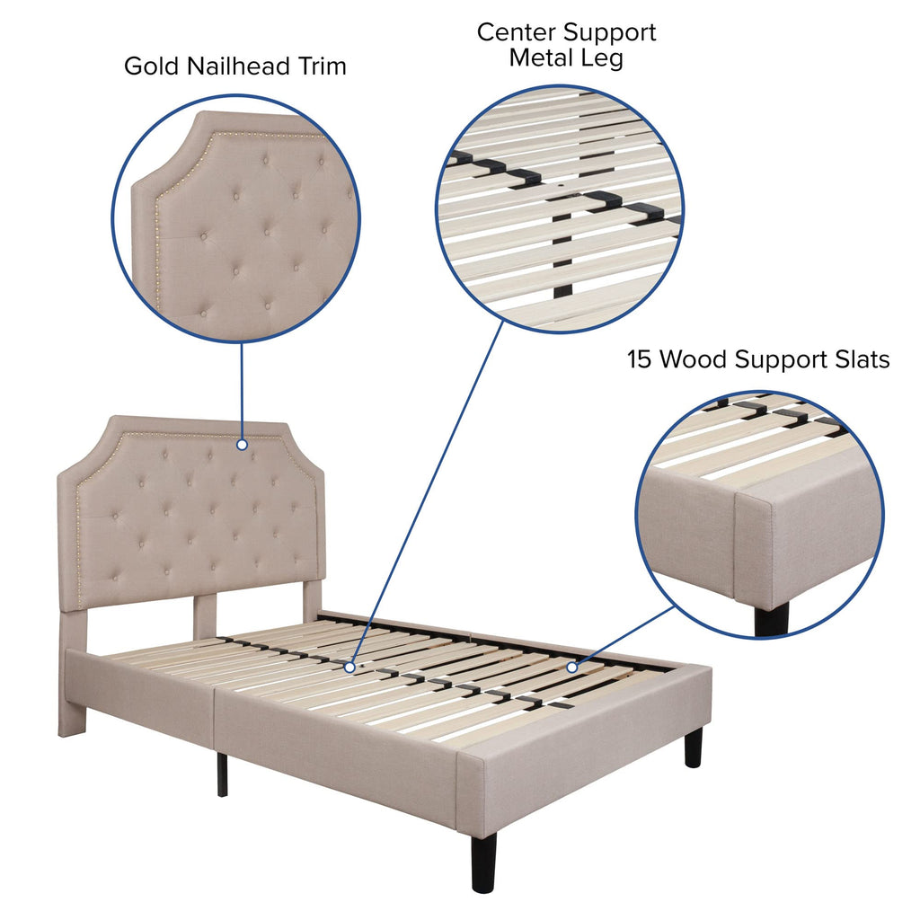 Flash Furniture Upholstered Platform Bed/Mattress Set, Full, Beige