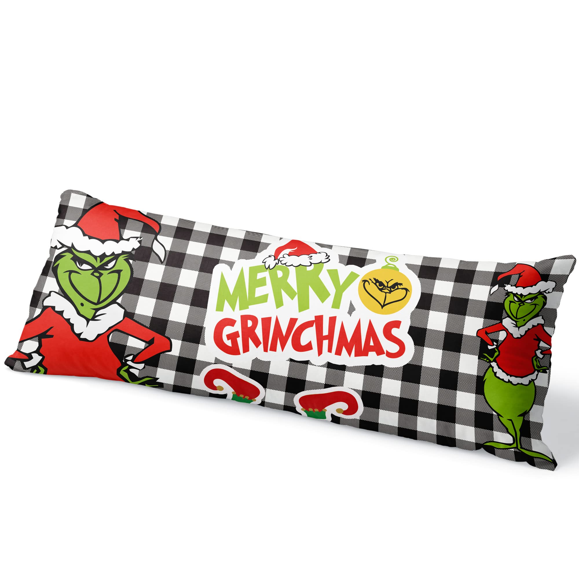 Christmas Buffalo Check Body Pillowcase Merry Xmas Bed Body Pillow Covers Large Soft Backrest Cushion Farmhouse Long Pillow Prot