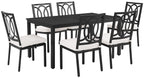 Crosley Furniture Chambers 7-Piece Outdoor Dining Set for 6, Patio Table and Chairs for Backyard, Deck, Matte Black with Creme Cushions