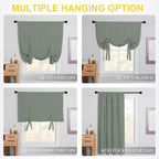 Nicetown Kitchen Window Curtains For Cabinet, Farmhouse Tie Up Short Curtains For Small Window Thermal Roman Shade Adjustable Va