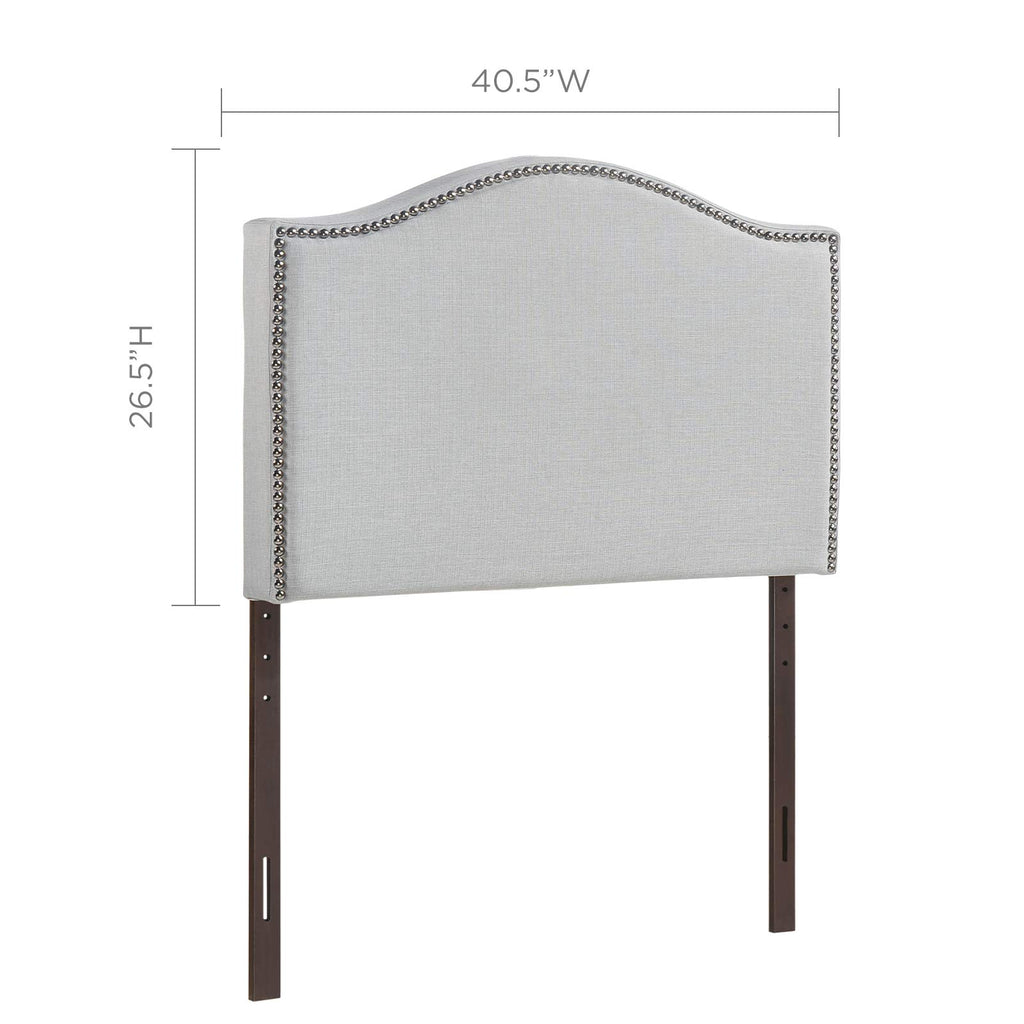 Modway Curl Linen Fabric Upholstered Twin Headboard with Nailhead Trim and Curved Shape, Sky Gray
