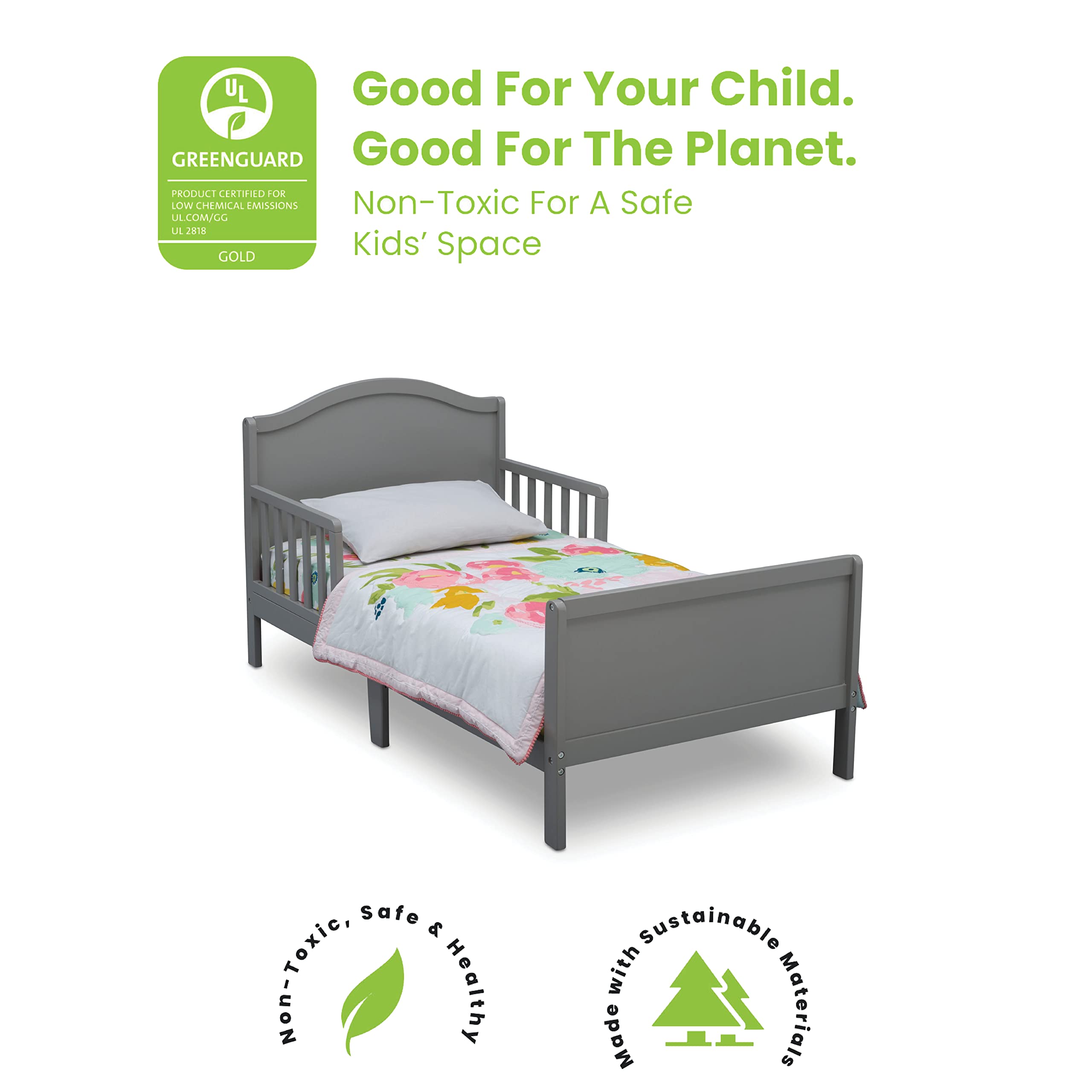 Delta Children Bennett Wood Toddler Bed - Greenguard Gold Certified, Grey
