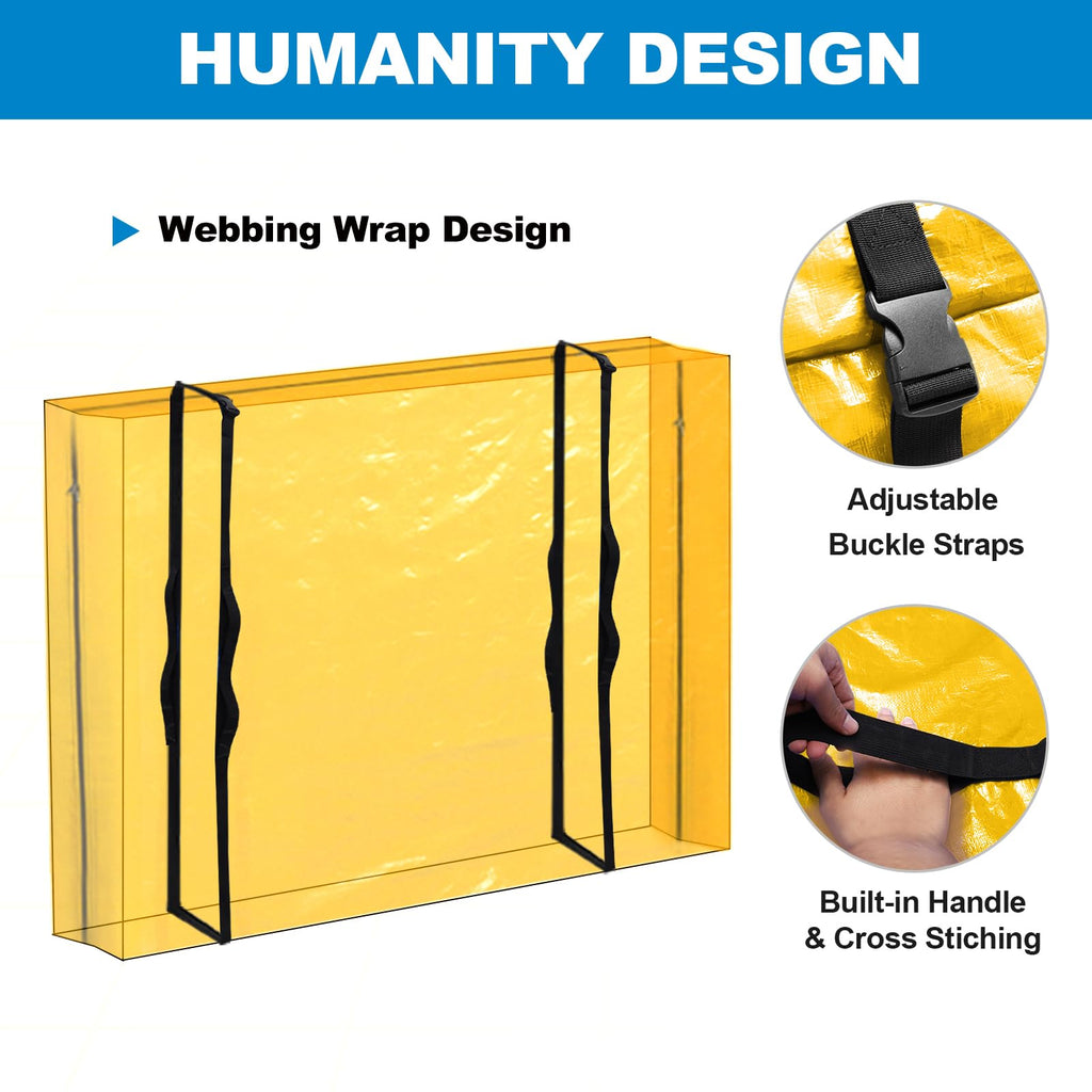 Ticonn Mattress Bags For Moving, Cali King Mattress Cover For Moving, Heavy Duty, Full-Around Handle With Adjustable Buckles, Mattress Storage Bag & Moving Supplies (Yellow, Cali King)