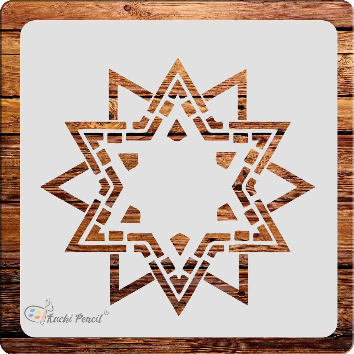 Kachi Pencil Round Floral Mandala Art and Craft Stencils for Painting, Size 6 x 6 inch Reusable Stencil for Painting, Fabric, Gl