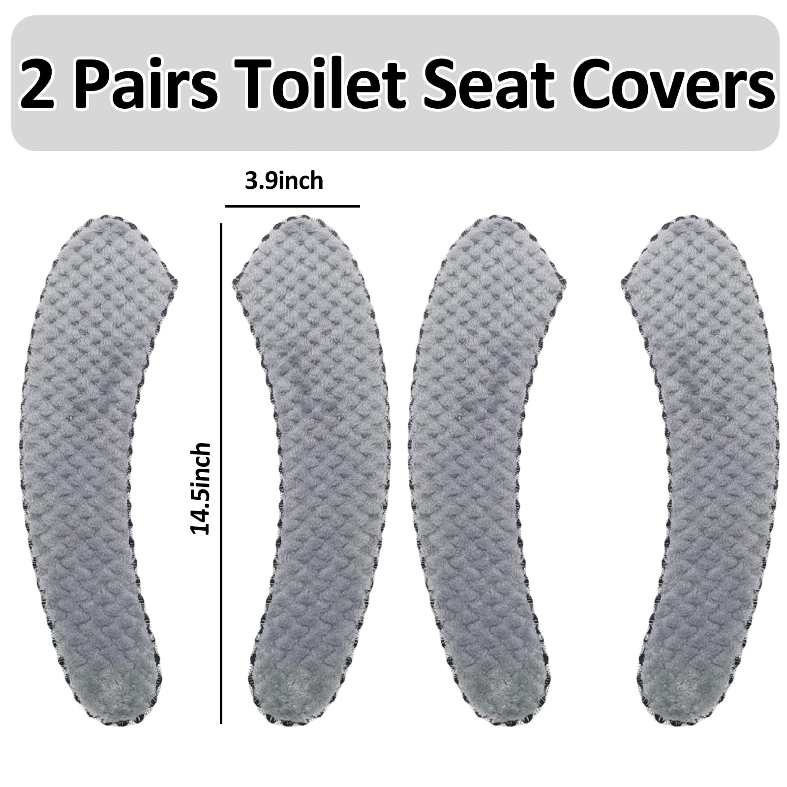 2Pairs Warm Toilet Seat Cover Mat Plush Thick Toilet Seat Padded Non Slip Soft Toilet Seat Cushion Washable Bathroom Warmer Stat