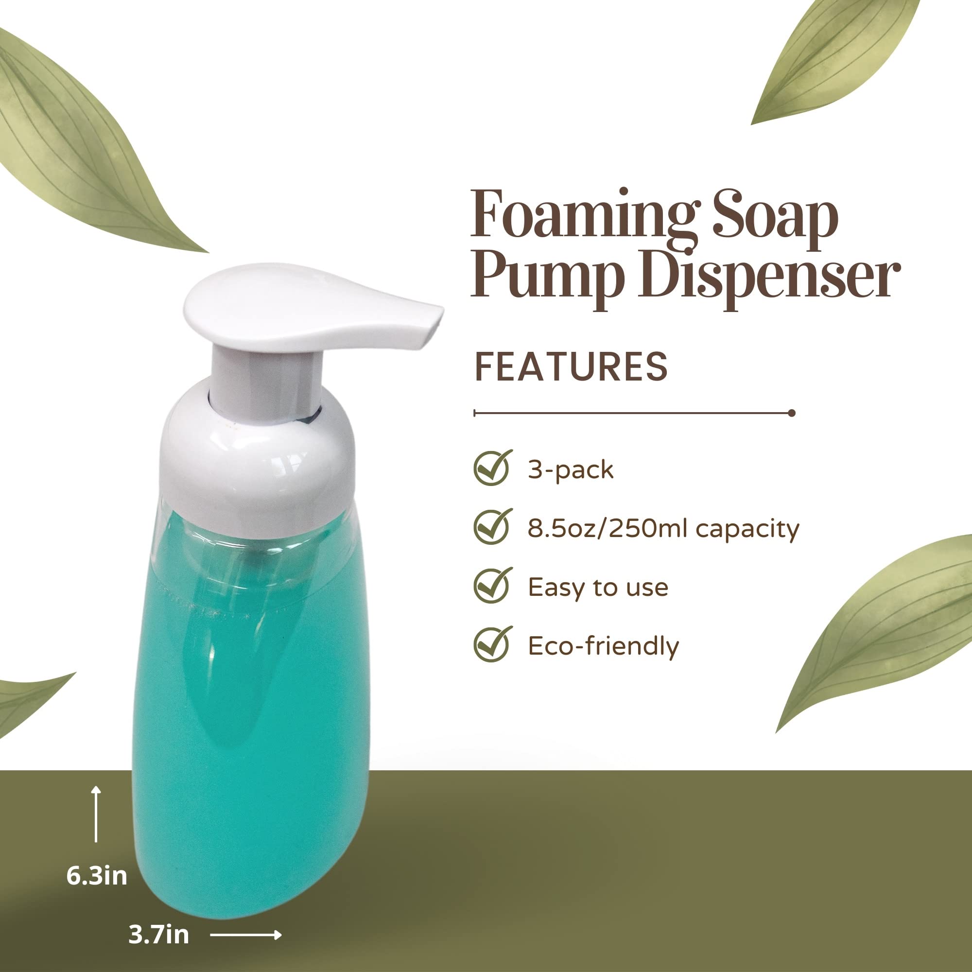 Clear Plastic Foaming Bathroom Countertop Soap Dispensers, Foaming Pump Bottles, Refillable Plastic Container For Liquid Soap, C