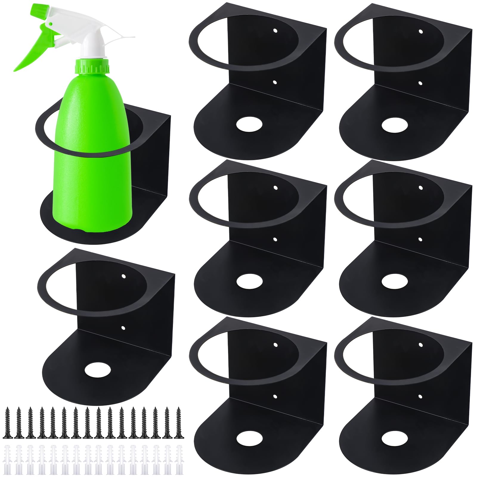 Gerrii 8 Pcs Spray Bottle Holder Wall Mount Bottle Organizer Spray Can Holder Organizer for Garage and Workspace Stainless Steel