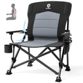EVER ADVANCED Oversized Folding Camping Chair for Adults with Adjustable Lumbar Support, Heavy Duty Chair with Side Pockets, Por